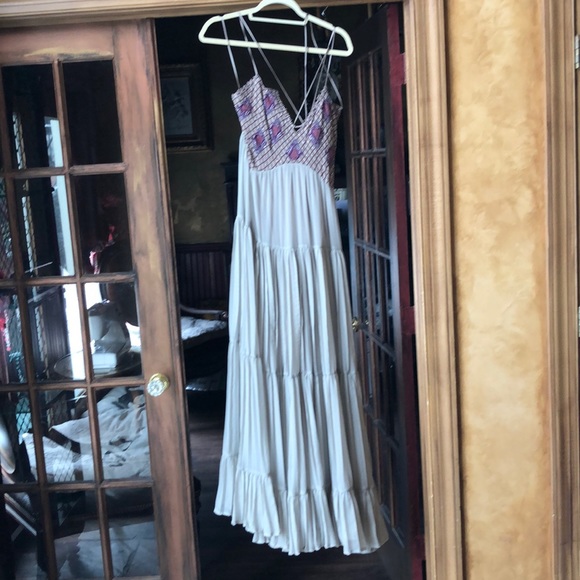 Free People Embroidered Jeweled Bead Maxi Gown 12 - Picture 6 of 8
